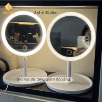 Gương trang điểm đèn LED (hình tròn) cảm ứng 28x18cm sạc USB///HB