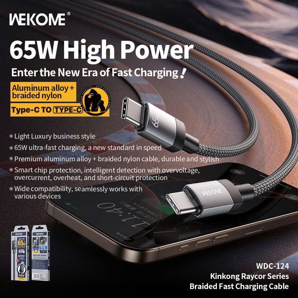 Cáp Sạc Nhanh 65W Wekome Wdc-124 (2 Đầu Type-C). BP