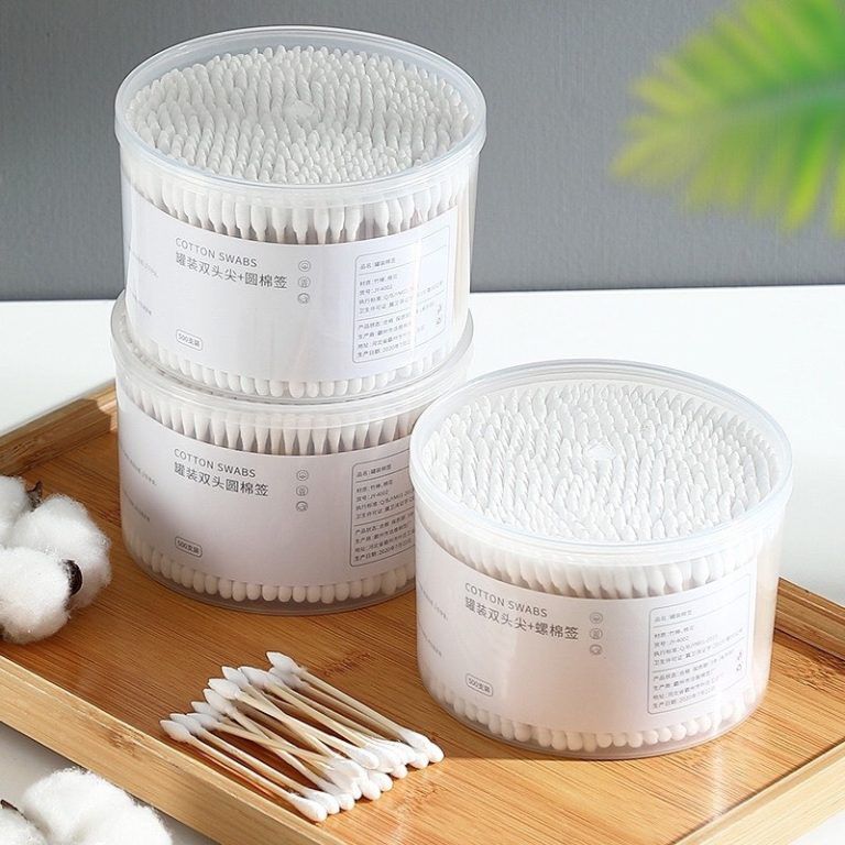 Hộp 500 Tăm Bông 2 đầu Thân Gỗ Kháng Khuẩn. DP/Gmi